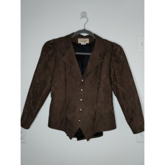 Vtg Wah Maker 2 Pc Skirt Set Brown Jacket Sz 8 Maxi Skirt Sz 12 Button Front USA - Picture 2 of 10